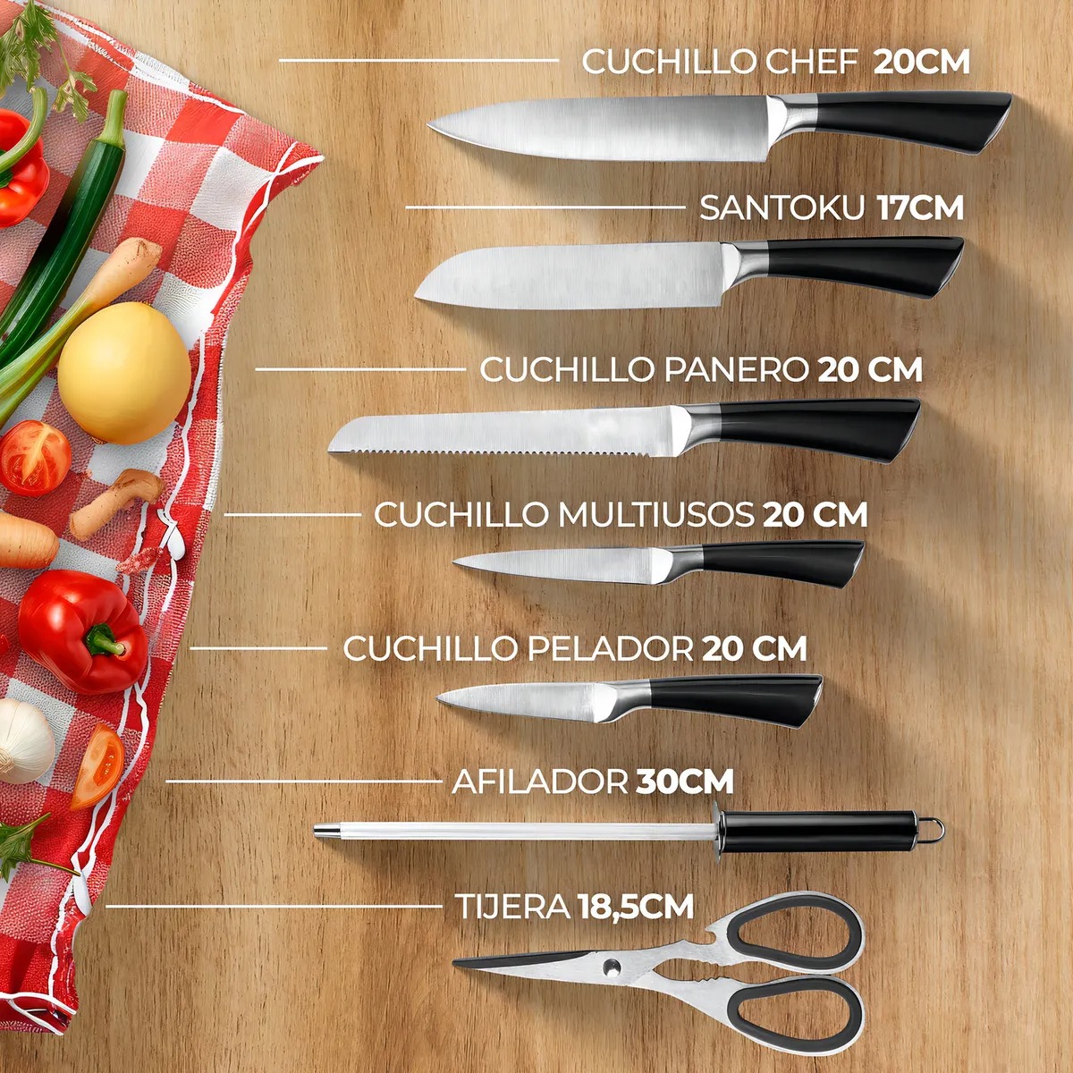 SET DE CUCHILLOS CON SOPORTE